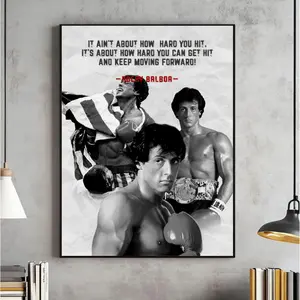 Rocky Balboa Motivational Quote Poster, Boxing Movie Print Wall Art, Gym and Fitness Inspiration Decor, Home Office Motivational Gift Artwork