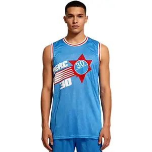 Men's Perc 30 O'Cet basketball jersey Pill pattern Sewing embroidery polyester mesh ventilation Outdoor sportswear large size S-XXL blue black Trendy sports style training suit high quality sports top festival gift