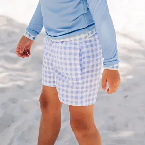 Men's Blue Gingham Swim Shorts