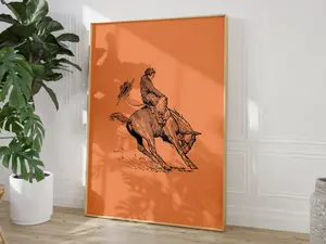 Bucking Bronco Print, Cowboy Wall Art, Southwestern Room Decor, Modern Western Poster, Boho Wall Art