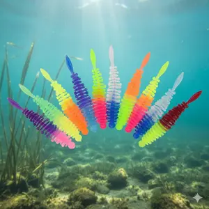 Micro Bionic Threaded Soft Lure Kit: 5.5cm 1.2g High-Sensitivity Silicone Baits, Fresh & Saltwater Fishing Gear, Multi-Color Portable Upgrade, Essential Soft Worms for Lure Fishing.