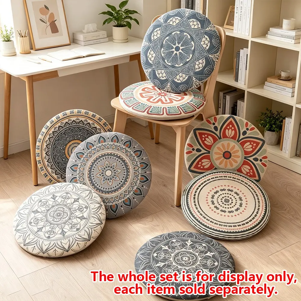 Mandala Print Round Chair Seat Cushion, Chair Pad, Anti-Scratch Non-Slip, Pet-Friendly, Indoor Outdoor Use, All Seasons, Chair Protector Decor