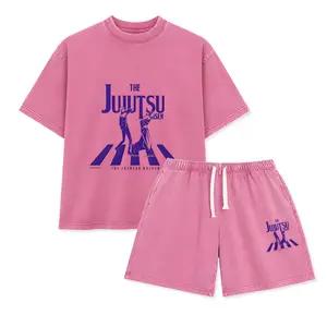 Men's Jujutsu Kaisen Washed Crew Neck Short-Sleeved Shirt - Gojo Satoru, Natsume Yuuki Designs, Street Style