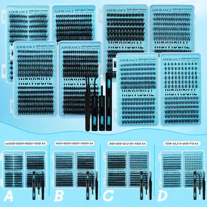 ADORANCE Individual Lash Clusters Kit 444/456/420/267PCS D Curl, Full DIY Eyelash Extension Kit with Bond, Eyelash Extension Glue, Seal & Tweezers for Salon-Quality Looks at Home