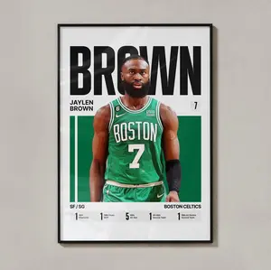 [Sale Up To 40%] [Unframe] Jaylen Brown Boston Basketball Poster, Professional Athlete Wall Art, Boston Basketball Decor, Boston Basketball Portrait, Professional Basketball Artwork Illustration