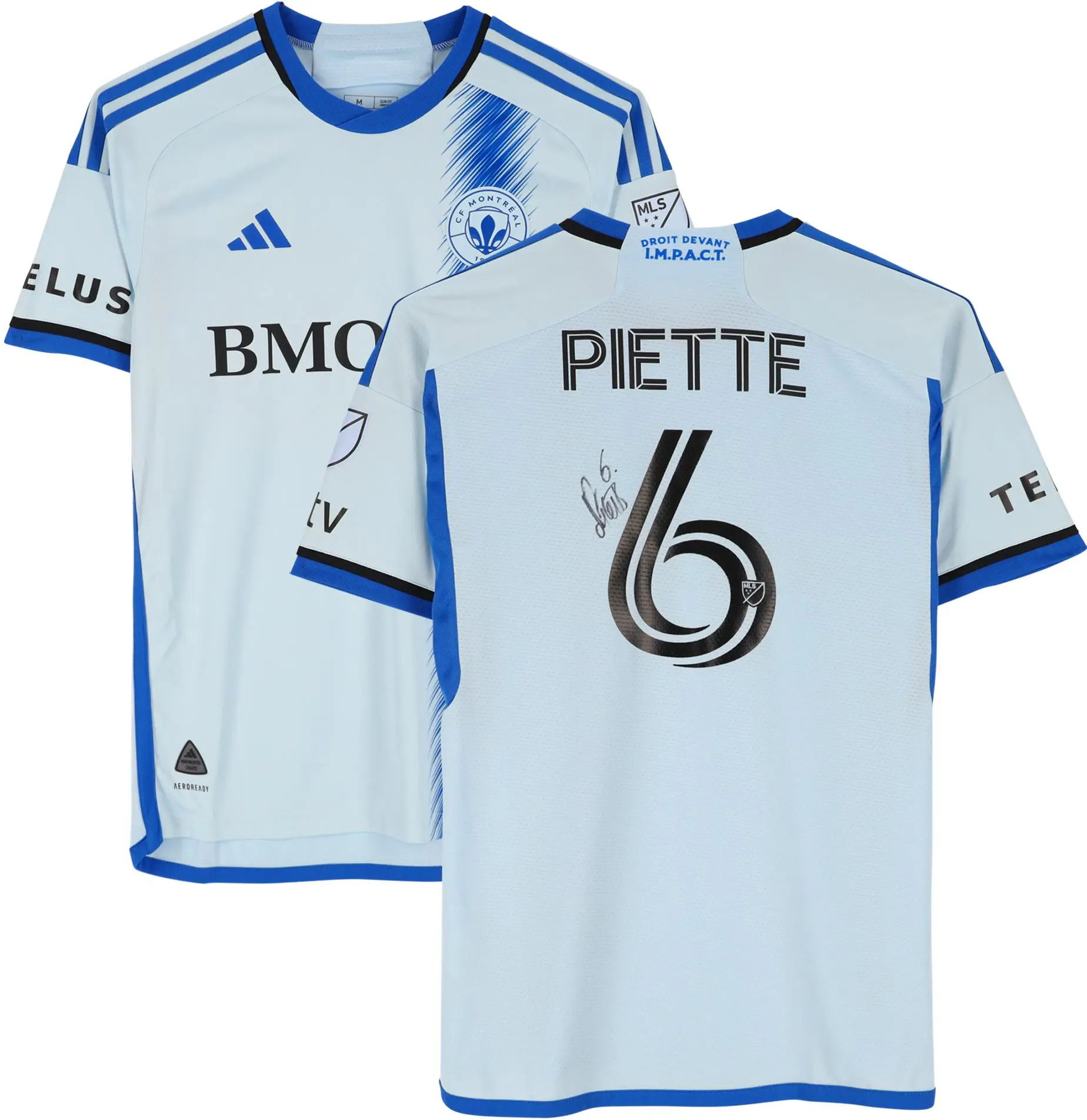 Samuel Piette CF Montreal Autographed Match-Used #6 Light Blue Jersey from the 2024 MLS Season - Size M - Fanatics Authentic Certified