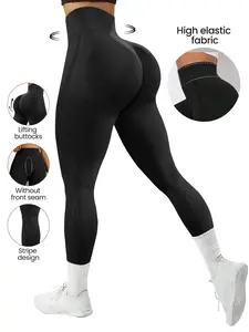 Women's Solid High Waist Sports Leggings, Sporty Comfy Breathable Skinny Pants for Yoga Gym Workout, Ladies Sportswear for All Seasons, Gym Clothing
