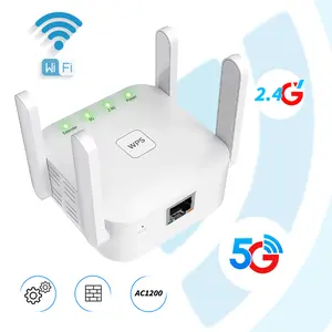 WiFi Extender with Ethernet Port, 1200Mbps Dual Band (5GHz/2.4GHz) WiFi Booster, Easy Setup Signal Booster, EasyMesh Compatible, Four Directional Antennas