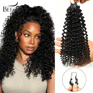 BEEOS Feather Crochet Hair for Miracle Knots Crochet Hair Extensions Feather Crocher Human Hair for Miracle Knots Natural Black 5 Packs 20 Inch Burmese Curly Deep Wave Kinky Curly Crochet hair Braids Braiding for Woman