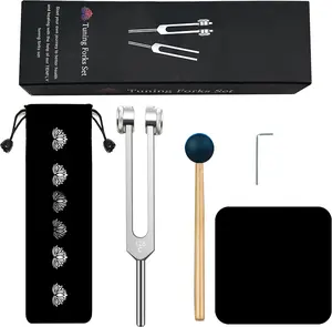128 Hz Tuning Fork Weights  Clinical Grade /Sensory with Black  Hammer, Cleaning Cloth and Felt Case, Non-  Alloy