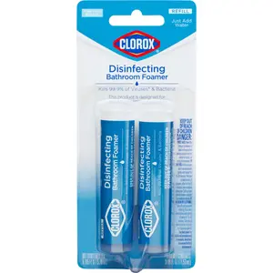 Clorox Disinfecting Bathroom Foamer Refills for Clorox Bathroom Foamer Cleaning System, Household Essentials, 2 Count