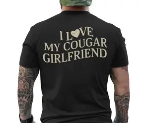 I Love My Cougar Girlfriend Shirt, Boyfriend Gift, I Love My Girlfriend Tee, I Heart My Cougar Shirt, Valentines Gift, for men, for woman Casual Cotton Classic