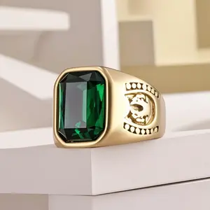 Fashionable Punk Style, Handsome with Multiple Colors, Synthetic Zircon Exquisite Stainless Steel Men's Ring, Elegant Rock Party, Daily Wear Jewelry
