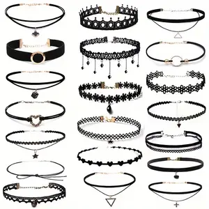 [20PCs Gothic choker set] 20PCs Gothic choker set-stretchable lace necklaces for women perfect for parties & holiday gifts random style