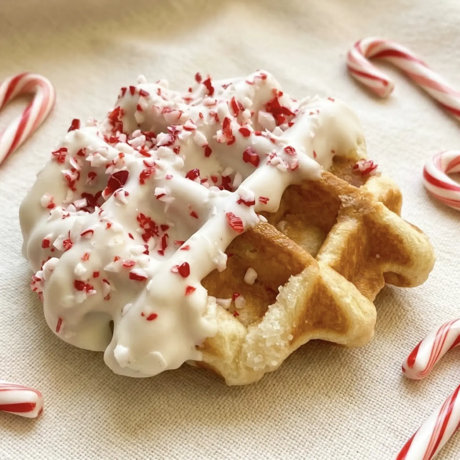 White Chocolate Peppermint Candy Cane Belgian Liège Waffles (6)
