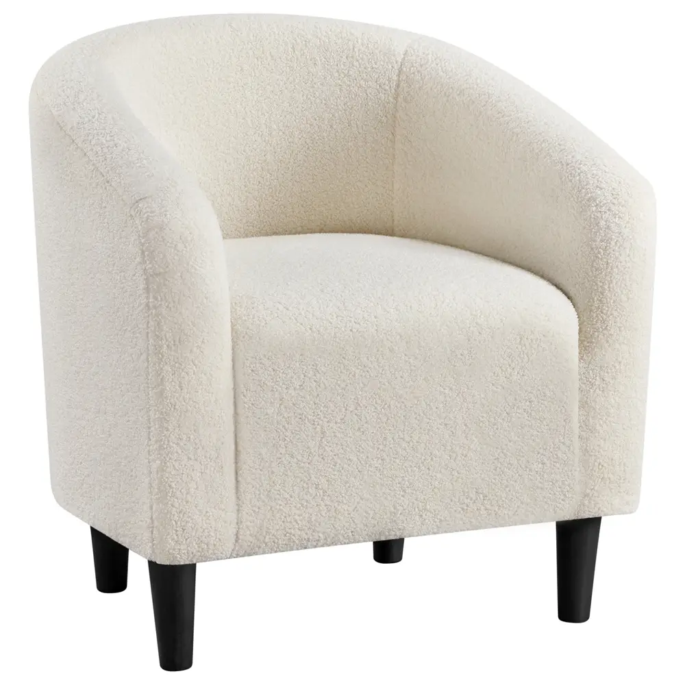 Yaheetech Barrel Chair, Furry Accent Chair with Soft Padded Armrest, Fuzzy Club Chair for Living Room/Bedroom/Reading Room/Guestroom