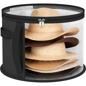 Extra Large Clear Hat Organizer for Travel and Wardrobe,Oversized Clear Hat Storage Box for Women Men, Holds up to 9 Hats Cowboy Hat Wide Brims Hat Case with Carrying Handles (Grey)