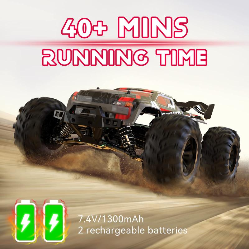 1:16 Full Scale RC Cars, 50 km/h 4WD Off-Road RC Truck with LED Front Lights and Rechargeable Batteries, High-Speed Drift Monster Truck, Perfect Birthday Gift for Kids Aged 8 and Up Remote Control Crawler Remote Control Kart