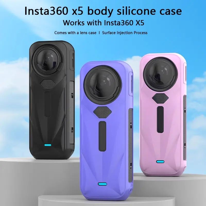 for Insta360 X5 Silicone Protective Cover Case, Sports action camera, Sleeve Case for X5, Perfect for Outdoor Sports and Holiday Travel, Lightweight Design, Easy to Install and Remove, Ideal Gift for X5 Users, Camera Accessory