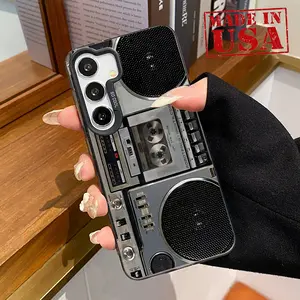 Phone Case for Samsung Galaxy S24 Plus S25 Ultra S23 Ultra S22++ Creative Radio Patterned Matte Military-Grade Drop Protection Silicone Cover Cellphone Protective