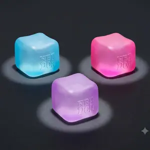 NeeDoh Fun Cube Stress Relief Toy - Soft Cute Squeeze Toy, Multiple Colors - ADHD Gift for Women, Girl's Toy, Anxiety Relief Toy, Fun Christmas Stocking Stuffer - Stress Relief Toy for Ages 3 and Up