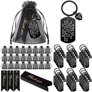 72 Pcs Employee Appreciation Gift Bulk for Coworker Thank You Gifts Keychains with Organza Bags Thank You Cards Gift