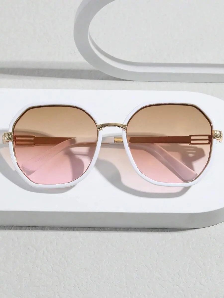 1 Pair of Geometric Frame Bohemian Style Women's Sunglasses, Elegant Design Suitable for Summer Beach Vacation & Outdoor Travel Lightweight Wear, UV Protection, Show Your Fashion Taste.