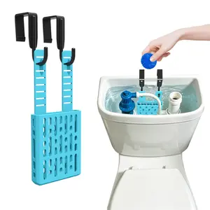 Adjustable Toilet Tank Tablet Holder, Hanging Silicone Basket with Rust-Proof Hook, Bowl Cleaner and Bleach Tablets Organizer, Fits Up to 7 Inches