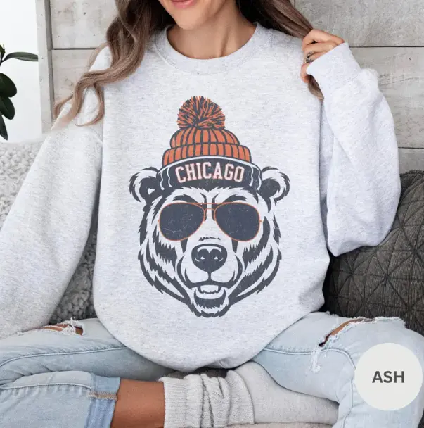 Chicago Sweatshirt,  Football Game Day, Chicago Crewneck Sweatshirt