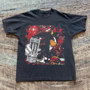 Shadow X White Monster Drink Graphic Tee, Shadow Of Hedgehog Tee, Unisex Vintage Graphic Tees Gothic Grunge Y2K Emo Scene Amity Affliction Style Clothes Men Women Streetwear