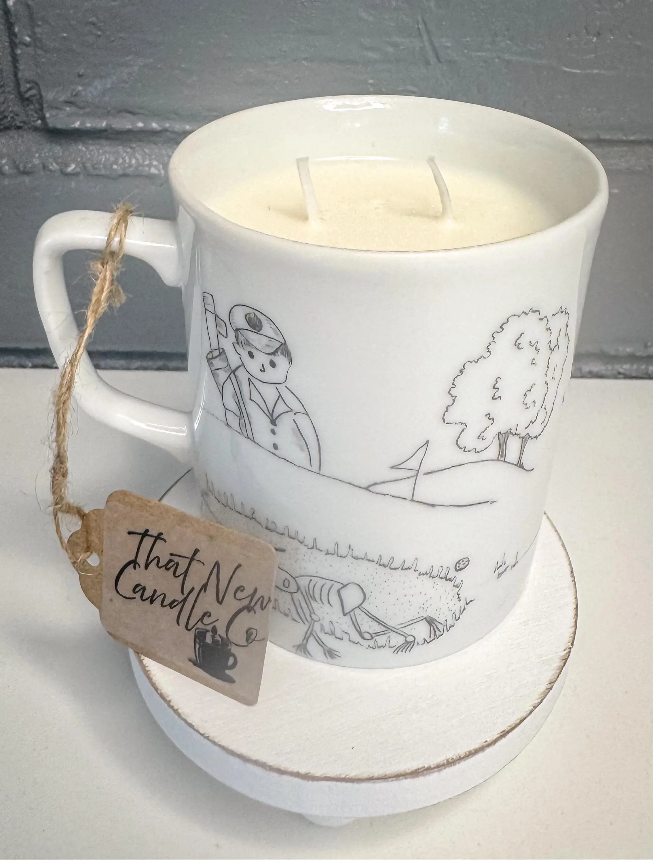 Soy Candle in 1976 Hand-Drawn Sports Scenes, Smores Around the Campfire Scent, 9.1oz