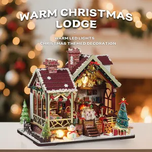 DIY Miniature House Kit, Handmade Christmas Scene Model, Festive Holiday Gift Idea, Creative Toy for Kids & Adults