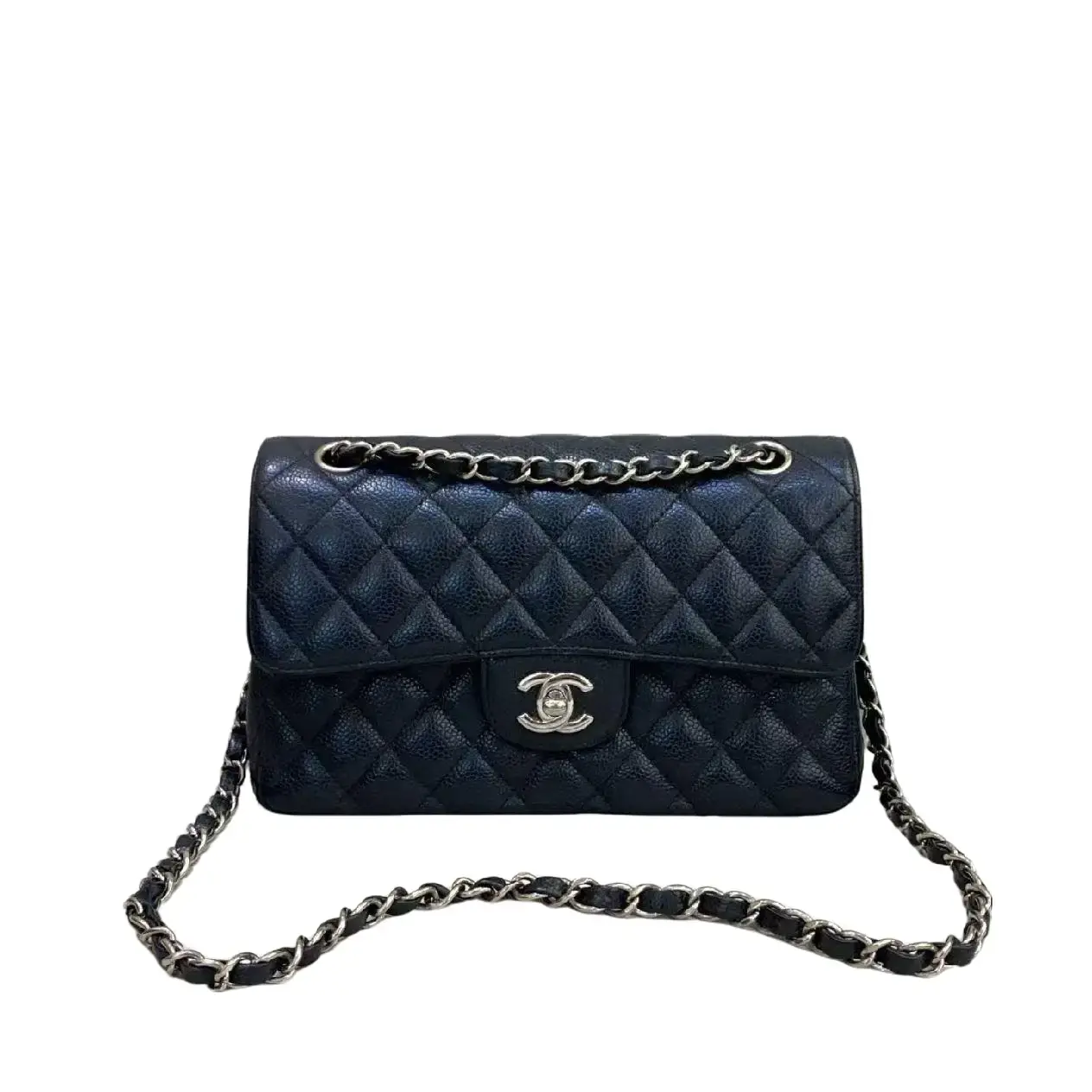 Pre-owned CHANEL cowhide Shoulder Bags jumbo Classic Flap Small Black Raspberry Lambskin Diamond Quilted Sliver CC Hardware Crossbody Bag