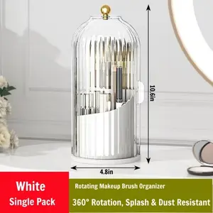 Dustproof Toothbrush Holders with CoverRotating Toothbrush and ToothpasteHolder Bathroom Vanity Counter top 3 SlotsMakeup Brushes Organizer holder Gift Ideas Mother's day Valentines gift for bfgifts boyfriend back to school Organizing