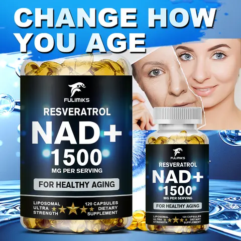 FULIMIKS NAD+ Dietary Capsules - 1500mg Extra Strength Antiaging Capsules, Brain Enhancement Supplement, Instant Energy Boost, Boost NAD+ Levels, 120-Caps Supply, Easy-to-Take Wellness Bottle