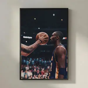 [NO FRAME] Kobe Bryant Lock In Motivational Wall Art, Black & White Basketball Poster, Sports Art