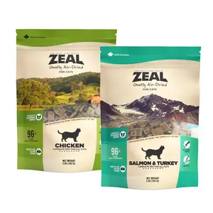 ZEAL Natural Air-Dried Cat Food for All Ages | 96% High Meat Content | Balanced Nutrition & Superfood Infused | Grain-Free & Portable |  Chicken / Salmon+Turkey | Single / 5oz Taster Pack Series | Single / Double for Tasting