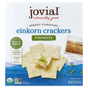 Jovial Organic Sourdough Einkorn Crackers, Rosemary, 4.5 oz (128 g)