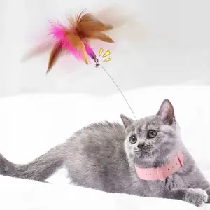 Bestpet. New Cat Feather TPR Silicone Collar Cat's Toy. Teasing Self-Hey Cat Stick Pet Collar With Bell Feather