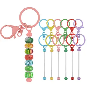 6pcs Blank Bead Keychain DIY Handmade Craft Kit, Metal Keychains with Blank Beads, Perfect for Jewelry Making and Gifts