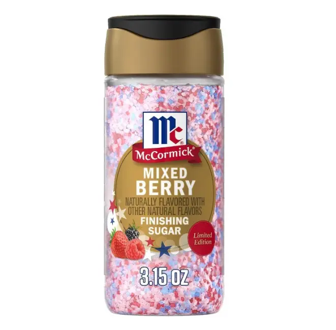 McCormick Finishing Sugar, Mixed Berry, Limited Edition, Sweet Berry Flavors, Sprinkle on Breakfast and Dessert Favorites, Garnish Beverages, 3.15 oz