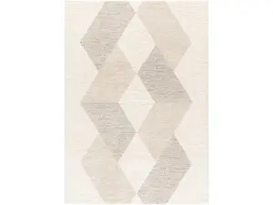 Livabliss Gavic Fluffy High Pile Machine-Woven Decorative Indoor Rectangle Area Rug (GVC2317-43511, 4ft3in x 5ft11in) - Soft Thick Neutral Tones Beige, Gray & White Polyester Blend Rug, Decorative Area Rug, Fluffy Area Rug