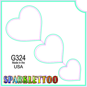 212 MAIN Ruby Red Glitter Tattoo Pre-Cut Stencil Kit (G324-2) - 100-Pack, 2-Ply Paper (1.5x2.3x2.3 in), 3-Heart Design, Easy to Apply, FDA & Child-Safe, Glitter Effect Men's Costume Accessory