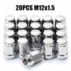 M12x1.5 19mm Wheel Lug Nuts 20 Pack, Chrome Plated One-Piece Steel Lug Nuts, Rust Corrosion Resistant Fits Ford EcoSport Ranger Transit Bronco Sport Lincoln 2011-2023 Models
