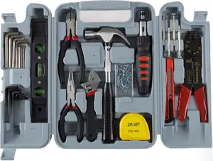 130-Piece Tool Set - Tool Kit with Hammer, Wrenches, Screwdriver, Pliers, and More - Hand Tools for Home Improvement Projects by Stalwart (Gray)