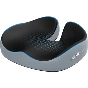 HUANUO Large Ergonomic Chair Cushion, Memory Foam Seat Pad for All-Day Sitting Comfort, Supports Tailbone and Lower-Back Relief, Works for Desk Chairs, Cars, and Wheelchairs, Anti-Slip Underside