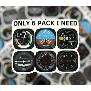 Only 6 Pack I need, Airplane or Helicopter Flight Instruments, Basic 6 Sticker