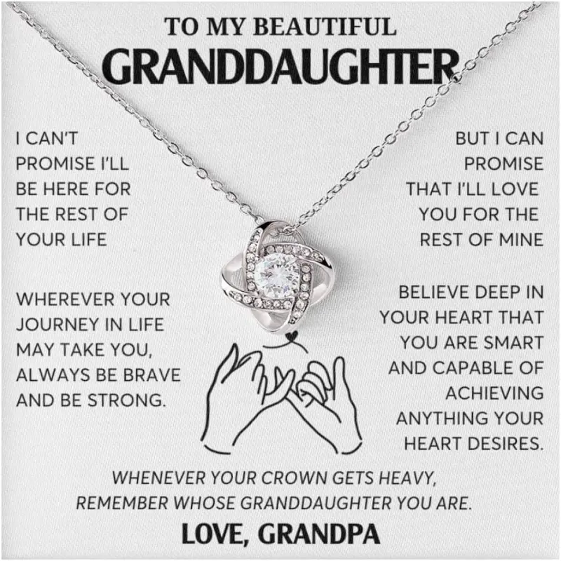 Jewelry To My Granddaughter Necklace, Jewelry Gift for Graduation, Wedding, Birthday from Grandparents, Gifts From Grandpa, Love Knot