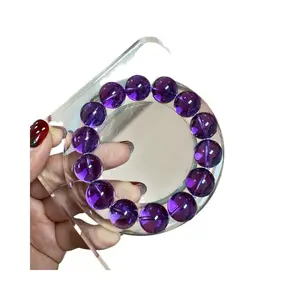 Natural Brazilian Uruguayan Pure Amethyst Bracelet Single Loop Nine Purple Fire Luck Deep Purple Gemstone Jewelry for Everyday Wear or Special Occasions Moldavite Spiritual Growth Pendant Rainbow Crystal Accessory Set Wealth Soothing