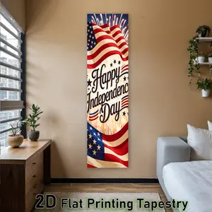 Happy Independence Day Vertical Tapestry, American Pride Aesthetic Wall Art, 2D Flat Print Design, Ideal for Bedroom & Dorm Décor